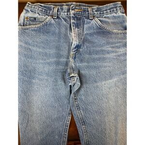 Vintage Lee High Waisted Straight Leg Jeans Light Wash Blue Denim Mens 30x30